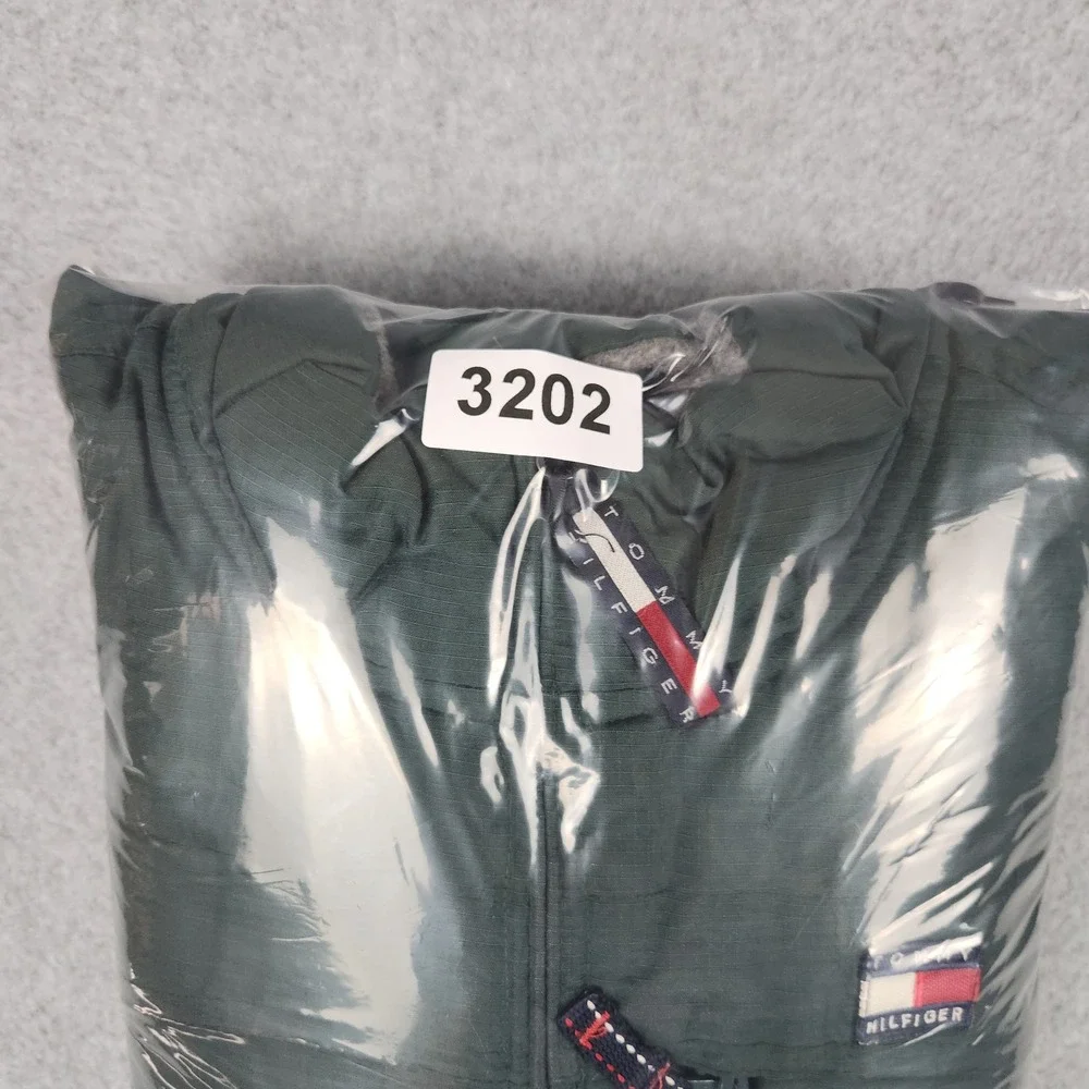 Tommy Hilfiger Reversible Jacket Mens L Green Gray Fleece Ripstop Zip Up Outdoor